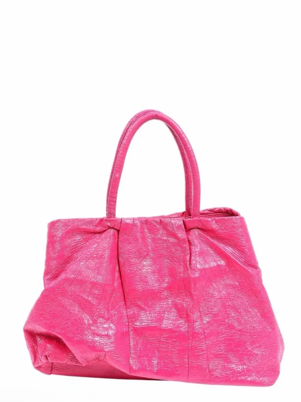 Prada Hot Pink Patent Leather Tote with Front Bow
